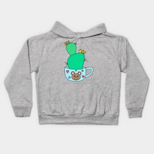 Cute Cactus Design #137: Green Cactus With Yellow Flowers In Cute Bear Mug Kids Hoodie